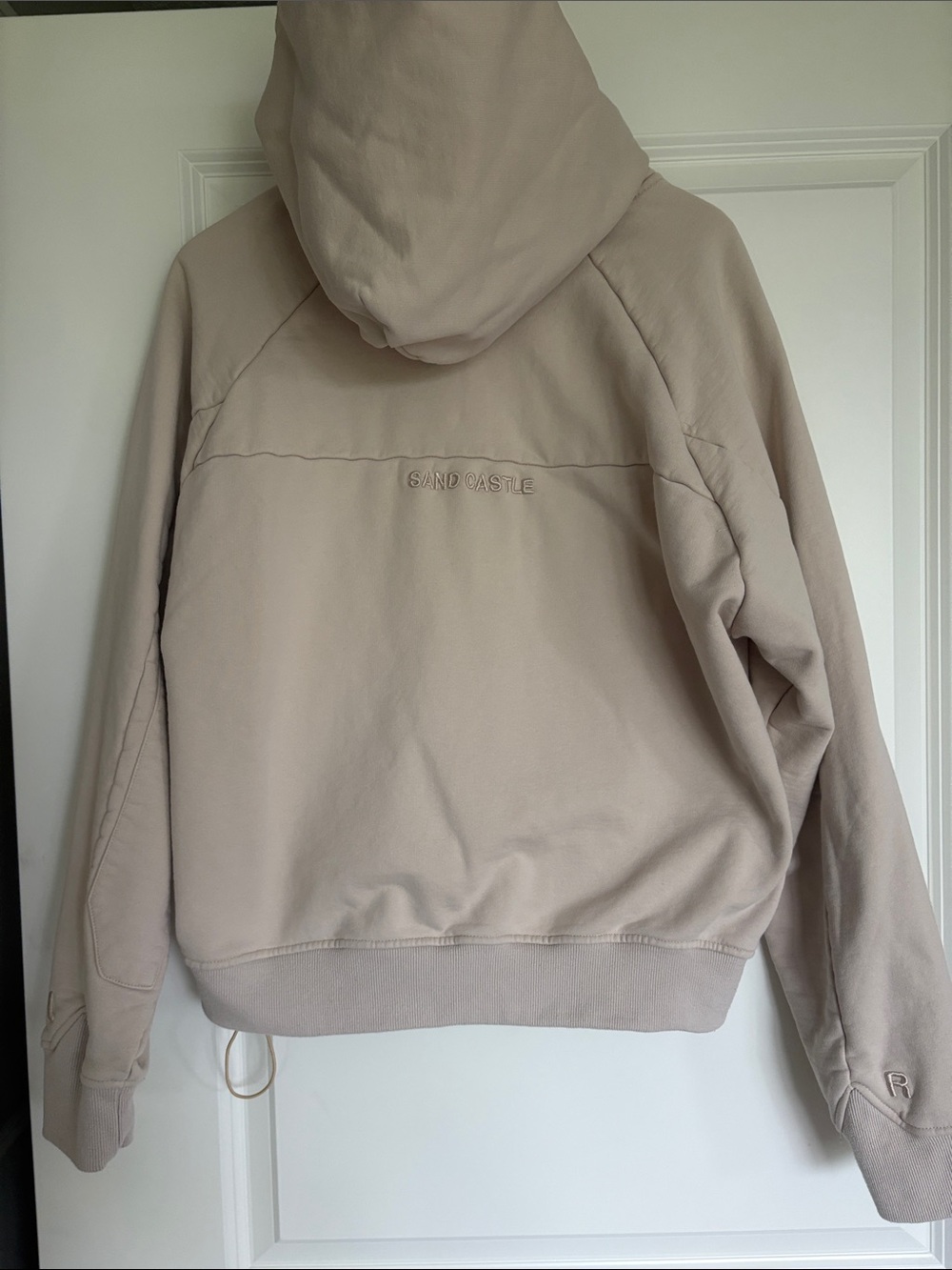 Sand Castle Embroidered Sand-Colored Hoodie View 3
